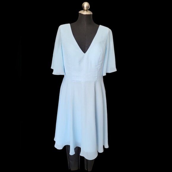 Sky Blue Chiffon Bridesmaid Dress Size 12 - Picture 1 of 10